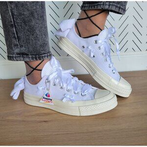 ⭐Converse Chuck 70 OX Bow Sz 9 Womens Shoes Retro Sneakers White Satin A15192C